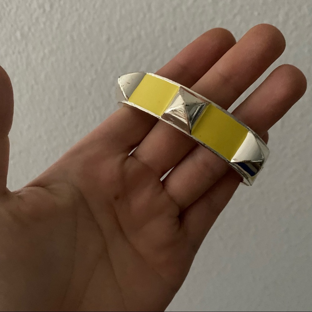 Silver and Yellow Studded Bangle Bracelet - Picture 9 of 17